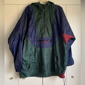 JanSport Retro 90s Nylon Color Block Anorak Hoodie Jacket Windbreaker Large